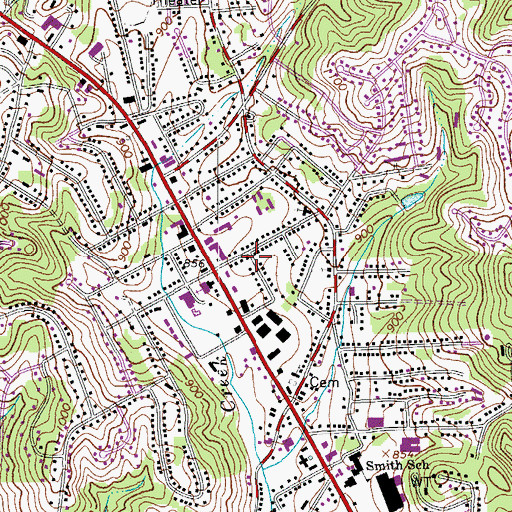 Topographic Map of Collinsville Volunteer Fire Department, VA
