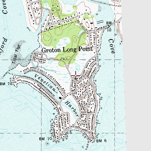 Topographic Map of Groton Long Point, CT