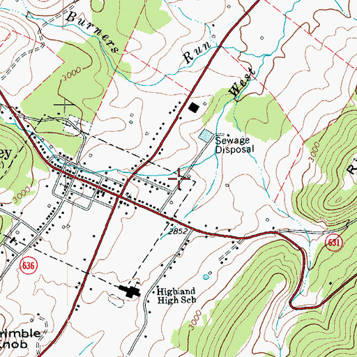Topographic Map of Highland County Volunteer Rescue Squad, VA