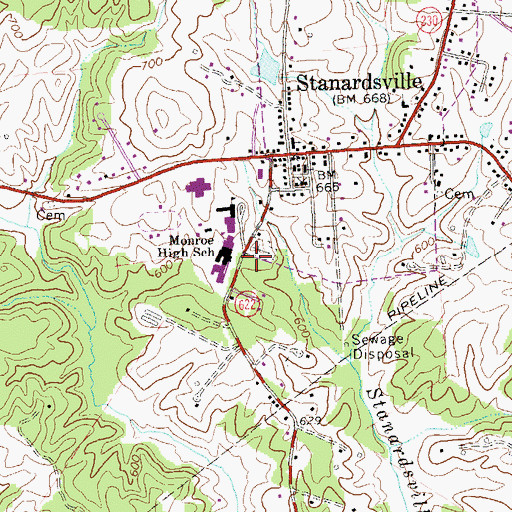 Topographic Map of Stanardsville Volunteer Fire Department Station 1, VA