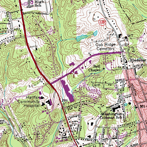 Topographic Map of South Boston Police Department, VA