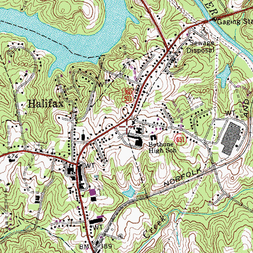Topographic Map of Halifax Volunteer Fire Department, VA