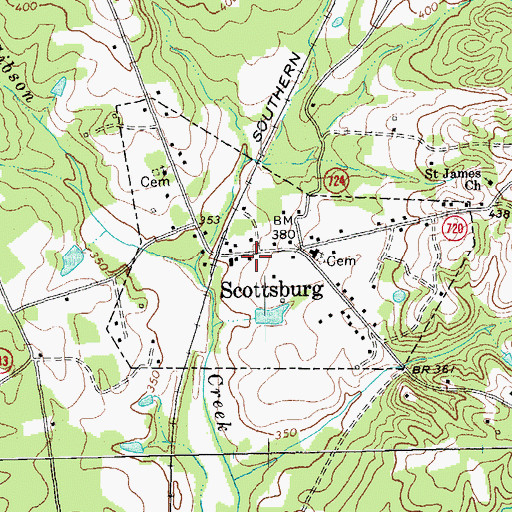 Topographic Map of Scottsburg Volunteer Fire Department, VA