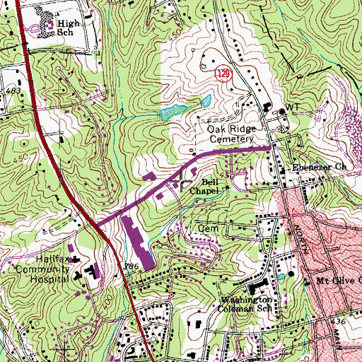 Topographic Map of Halifax County Rescue Squad, VA
