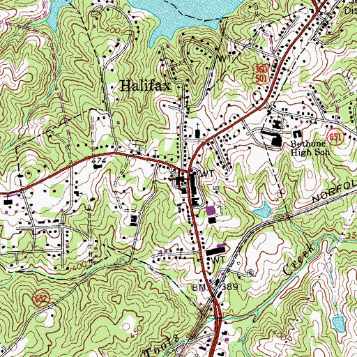 Topographic Map of Halifax County Sheriff's Office, VA