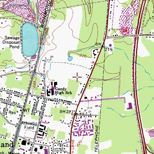 Topographic Map of Hanover County Fire - EMS Company 1 - Ashland Volunteer Fire Station, VA