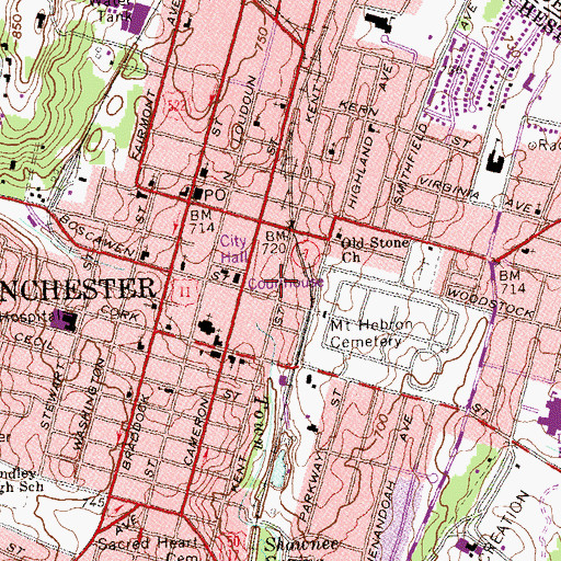 Topographic Map of Frederick County Sheriffs Office, VA