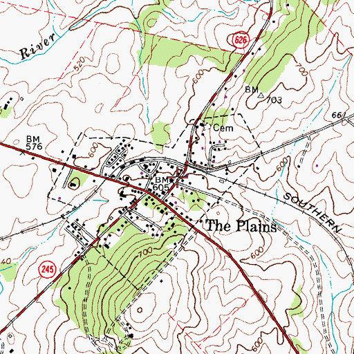 Topographic Map of The Plains Volunteer Fire and Rescue Company 4, VA