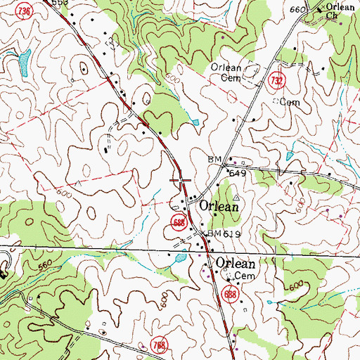 Topographic Map of Orlean Volunteer Fire and Rescue Department Company 11, VA
