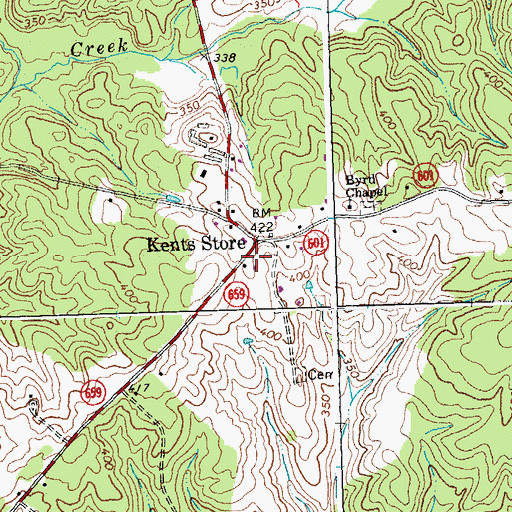 Topographic Map of Kents Store Rescue Squad, VA
