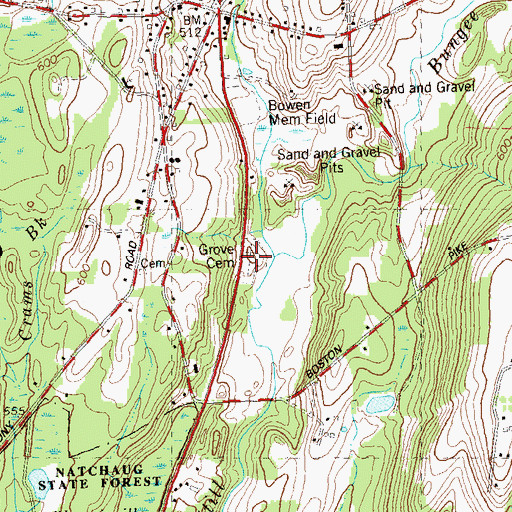 Topographic Map of Grove Cemetery, CT