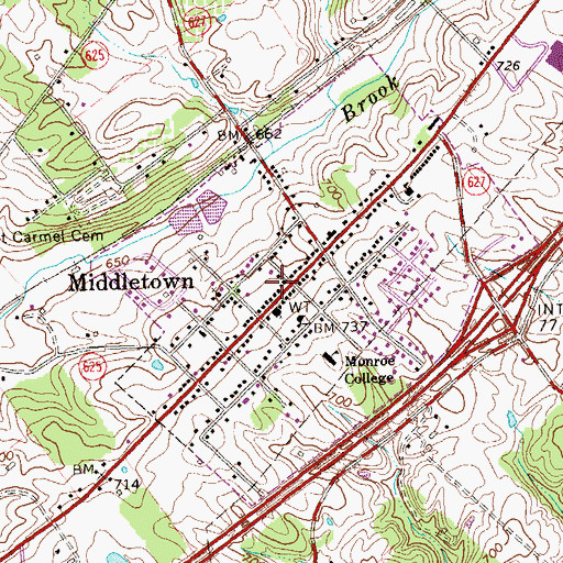 Topographic Map of Frederick County Fire and Rescue Department Station 12 - Middletown Volunteer Fire and Rescue, VA