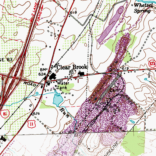 Topographic Map of Frederick County Fire and Rescue Department Station 13 - Clear Brook Volunteer Fire and Rescue, VA