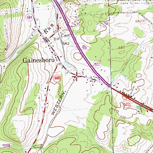 Topographic Map of Frederick County Fire and Rescue Department Station 16 - Gainesboro Volunteer Fire and Rescue, VA