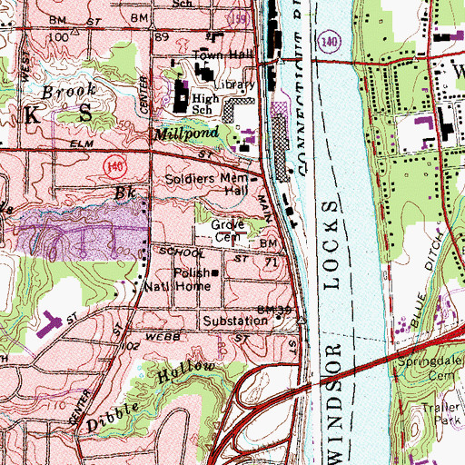 Topographic Map of Grove Cemetery, CT