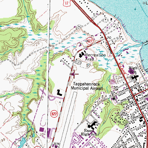 Topographic Map of Tappahannock - Essex Volunteer Fire Department Station 1, VA