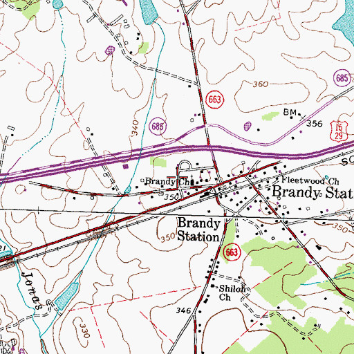 Topographic Map of Brandy Station Volunteer Fire Department, VA