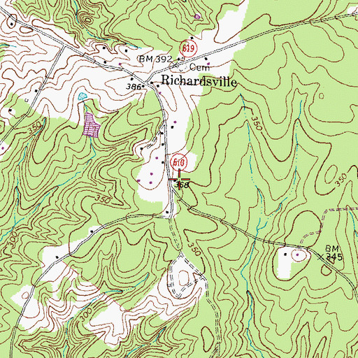 Topographic Map of Richardsville Volunteer Fire and Rescue, VA