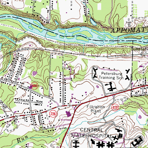 Topographic Map of Namozine Volunteer Fire and Emergency Medical Services Station 4, VA