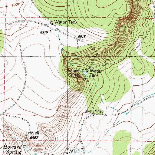 Topographic Map of Espee Camp, AZ