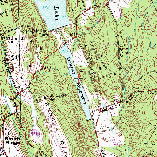 Topographic Map of Grupes Reservoir, CT