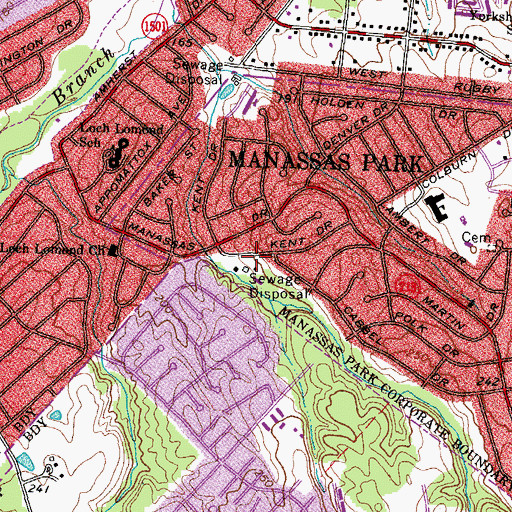 Topographic Map of Manassas Park Police Department, VA