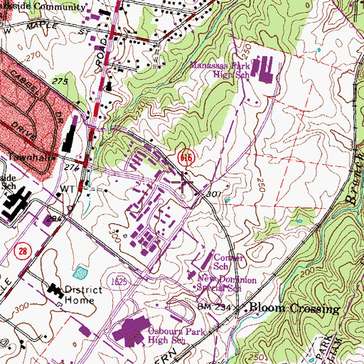 Topographic Map of City of Manassas Park Fire and Rescue Department, VA