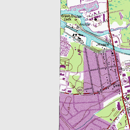 Topographic Map of Chesapeake Police Department First Precinct - Great Bridge, VA