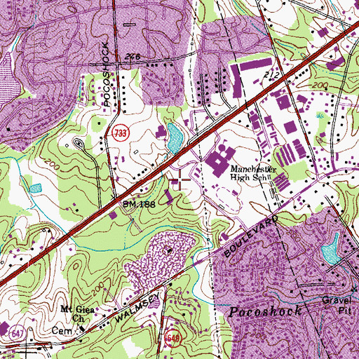 Topographic Map of Chesterfield Fire and Emergency Medical Services Station 2 Manchester, VA