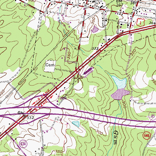 Topographic Map of Alberta Volunteer Fire Department Company 1, VA