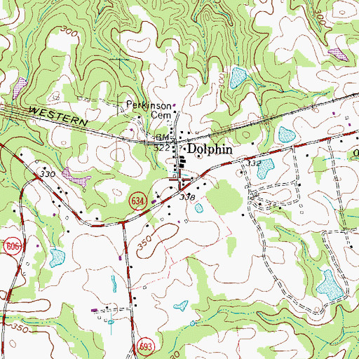 Topographic Map of Dolphin Volunteer Fire Department, VA