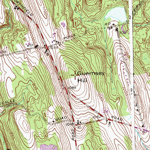 Topographic Map of Guernsey Hill, CT