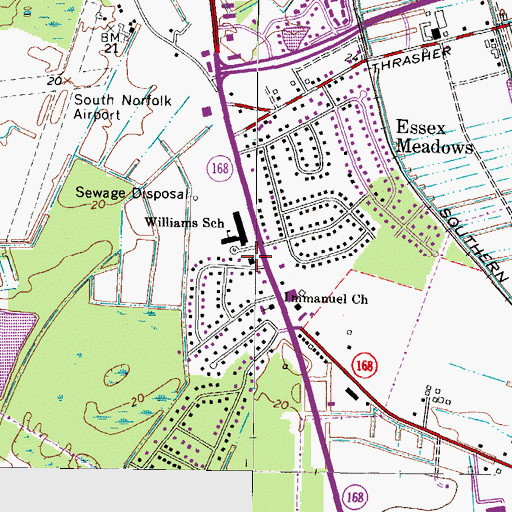 Topographic Map of Chesapeake Fire Department Station 4 B M Williams, VA