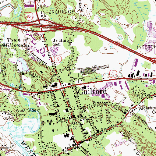Topographic Map of Guilford, CT