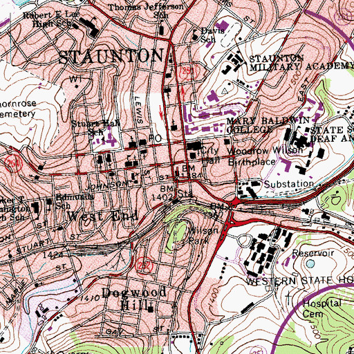 Topographic Map of Augusta County Sheriffs Office, VA