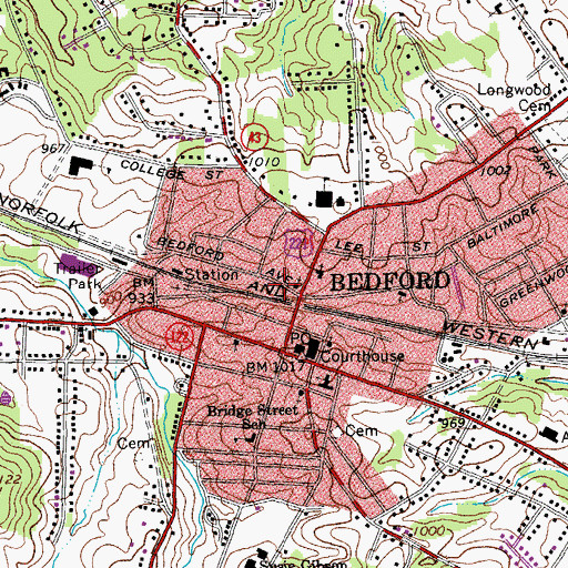 Topographic Map of Bedford Life Saving and First Aid Crew, VA