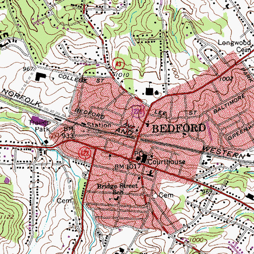 Topographic Map of Bedford Rescue Squad Number 1, VA