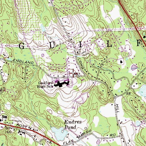 Topographic Map of Guilford High School, CT