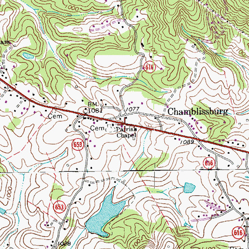 Topographic Map of Chamblissburg First Aid and Rescue Squad, VA