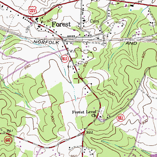 Topographic Map of Forest Volunteer Fire Department Company 5, VA