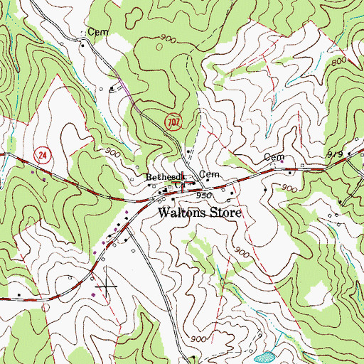 Topographic Map of Huddleston Fire Department Station 4, VA