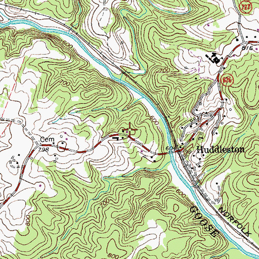 Topographic Map of Huddleston Life Saving and First Aid Crew, VA