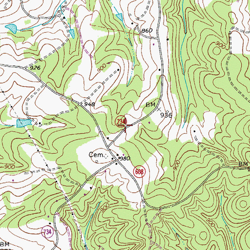 Topographic Map of Huddleston Fire Department Station 3, VA