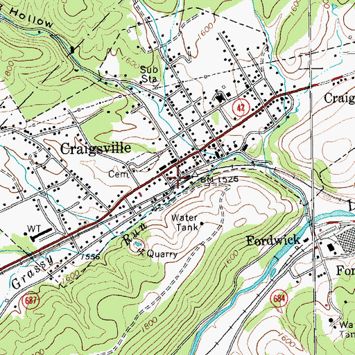 Topographic Map of Craigsville - Augusta Springs First Aid Crew Rescue 16, VA