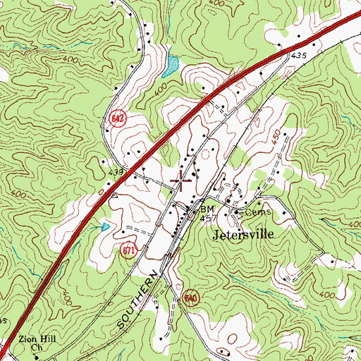 Topographic Map of Jetersville Company 3, VA