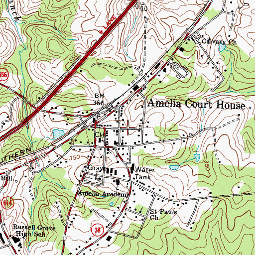 Topographic Map of Amelia County Sheriff's Office, VA