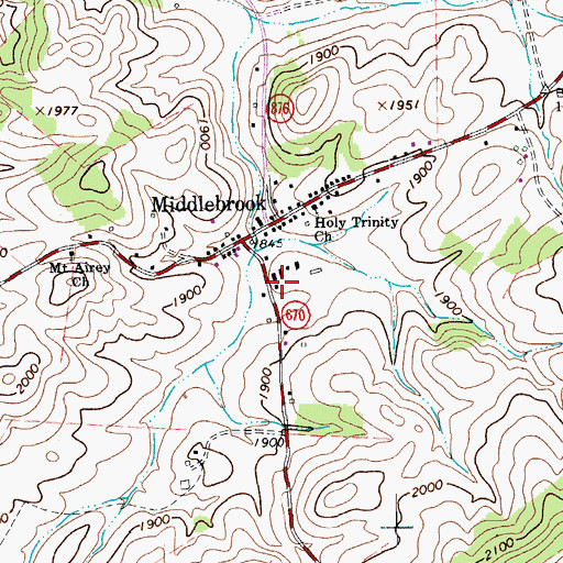 Topographic Map of Middlebrook Volunteer Fire Department Company 3, VA