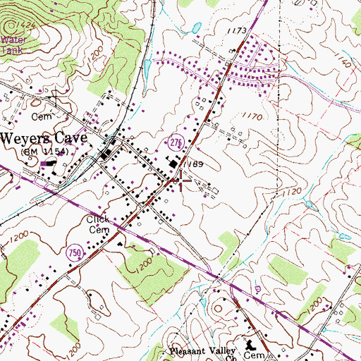 Topographic Map of Weyers Cave Volunteer Fire Department Company 5, VA
