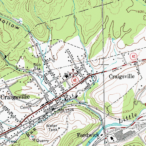 Topographic Map of Craigsville Volunteer Fire Department Company 8, VA