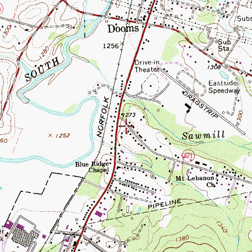 Topographic Map of Dooms Fire Department Company 9, VA